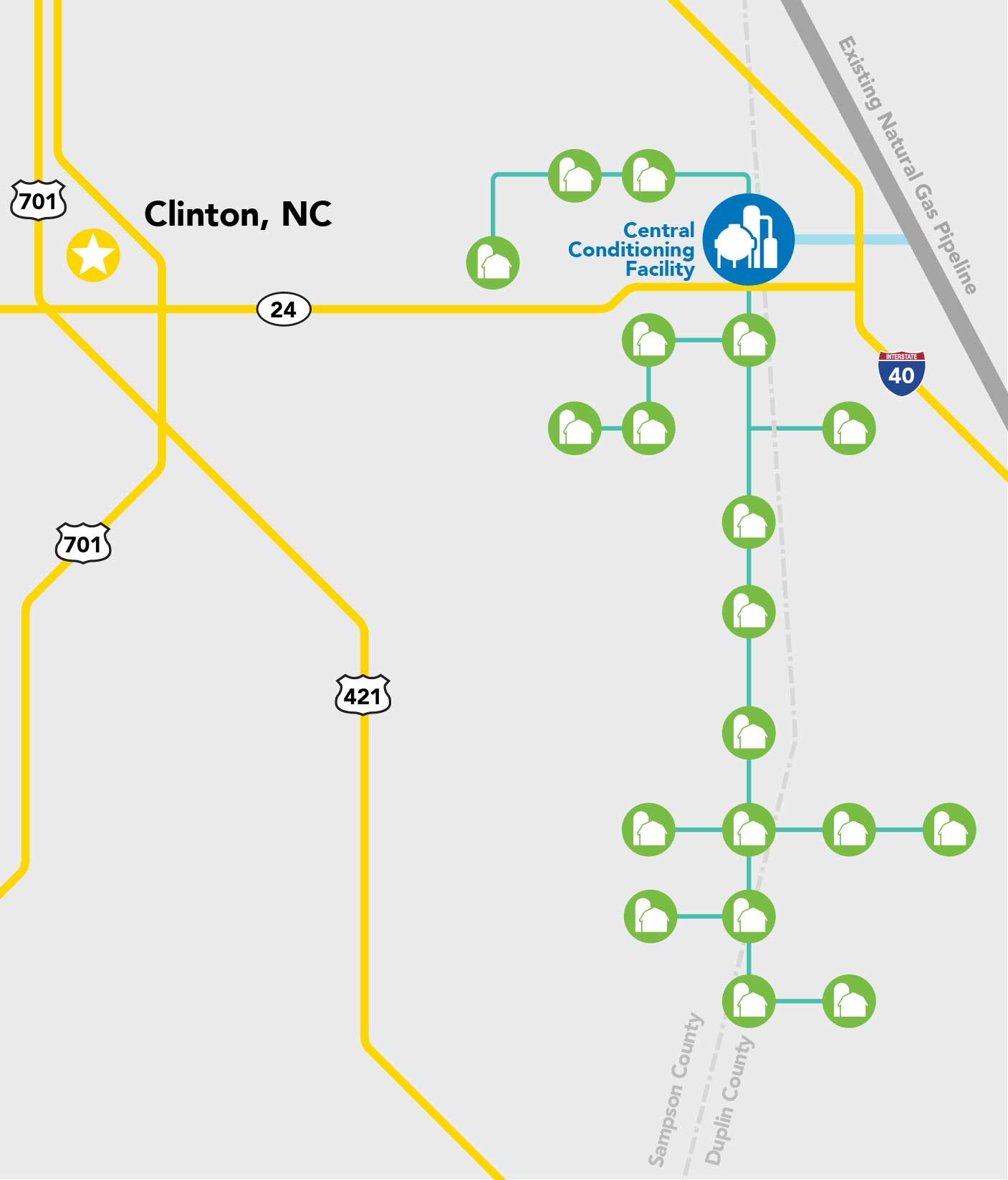 Sampson and Duplin, NC map